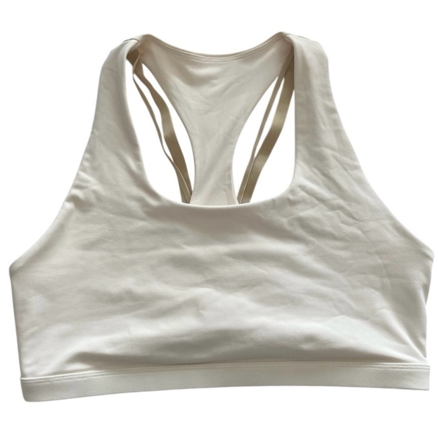 Fabletics Boost Medium Impact Sports Bra In Egret / Gold - Size Xl